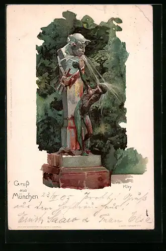Künstler-AK Heinrich Kley: München, Denkmal