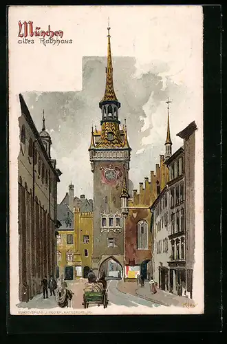 Künstler-AK Heinrich Kley: München, altes Rathaus