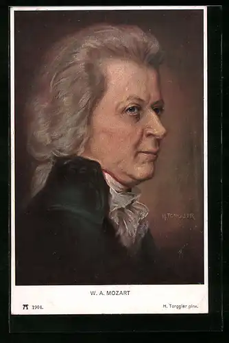 Künstler-AK Komponist W. A. Mozart im Portrait