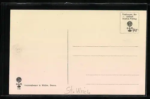 AK St. Ulrich, Strassenpartie mit Kirche