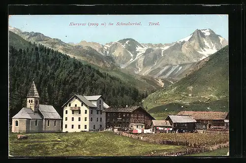 AK Kurzras im Schalsertal, Ortspartie mit Kapelle