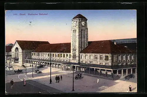 AK Basel, Badischer Bahnhof, Vorderansicht