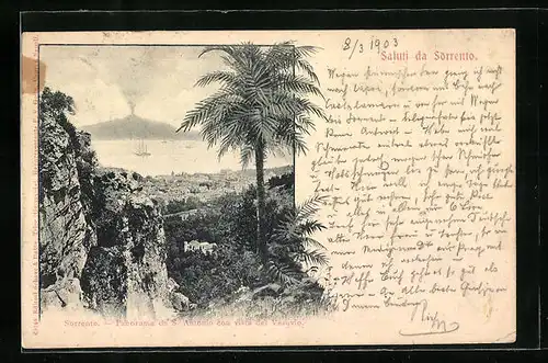AK Sorrento, Panorama da S. Antonio con vista del Vesuvio