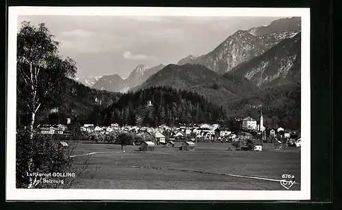 AK Golling, Panorama mit Gebirgswand