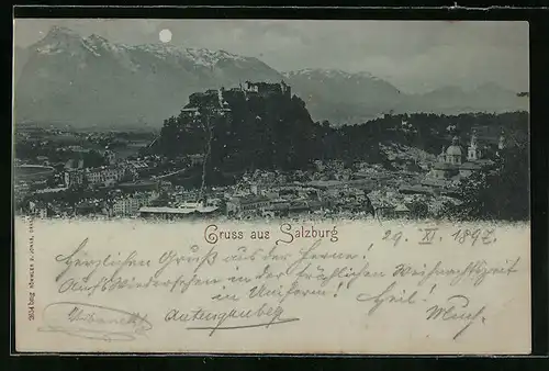 Mondschein-AK Salzburg, Totalansicht