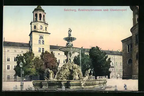 AK Salzburg, Residenzbrunnen und Glockenspiel