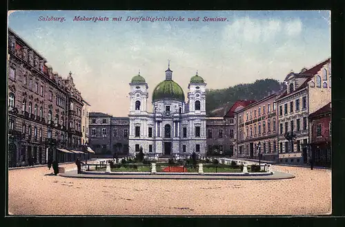 AK Salzburg, Makartplatz mit Dreifaltigkeitskirche und Seminar