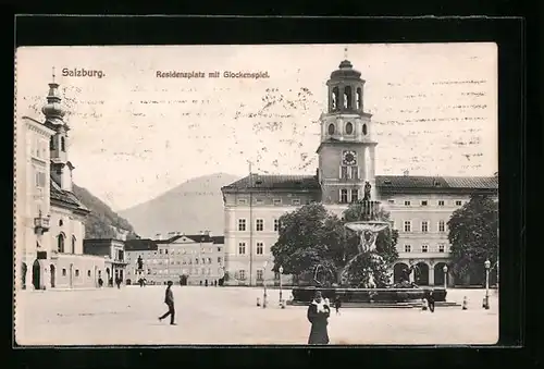 AK Salzburg, Residenzplatz mit Glockenspiel