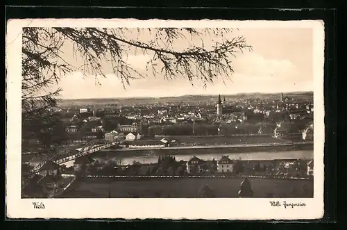 AK Wels, Totalansicht vom Berg aus