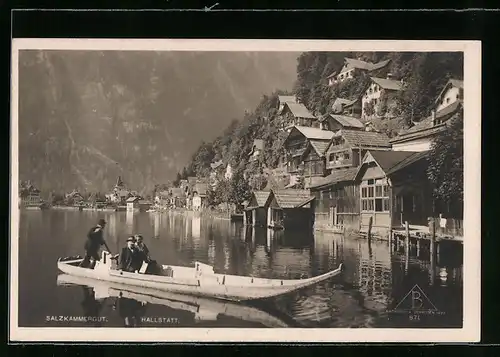 AK Hallstatt, Gebäudeansicht und Ruderer