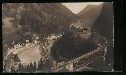 AK Weyer, Enns mit Brücke im Gebirge