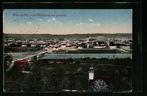 AK Wels, Panoramablick vom Rheinberg aus gesehen