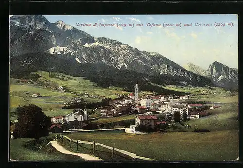 AK Cortina d'Ampezzo, Gesamtansicht mit Tofana und Col Rosa