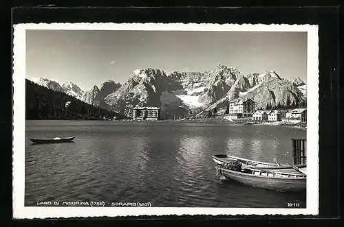 AK Misurina, Idylle am Misurina-See mit Hotel und Sorapis