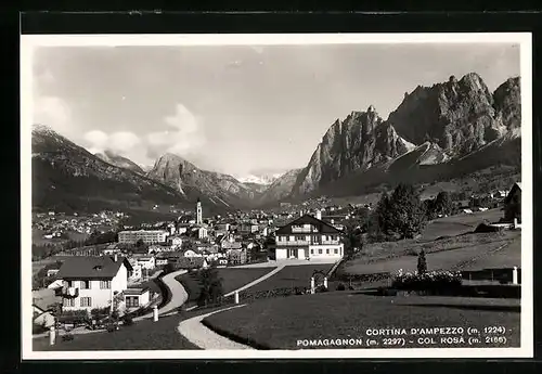 AK Cortina d'Ampezzo, Gesamtansicht mit Pomagagnon und Col Rosà