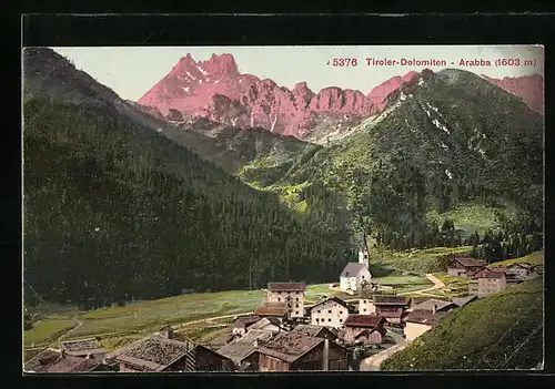 AK Arabba, Panorama mit Gebirgswand