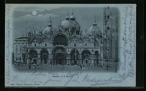 Mondschein-AK Venezia, Basilica di S. Marco