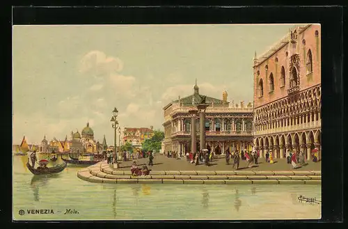 Künstler-AK Venezia, Molo