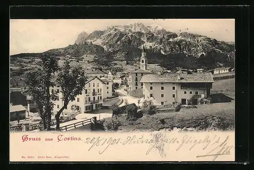 AK Cortina, Ortspartie mit Hotel Vittoria