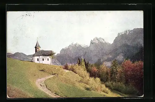 AK Kufstein, Antoniuskapelle mit wildem Kaiser