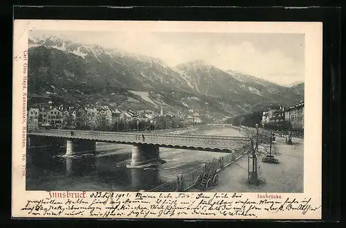 AK Innsbruck, Gesamtansicht mit Innbrücke
