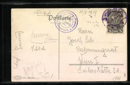 AK Fulpmes, Totale mit Gletscher im Hintergrund