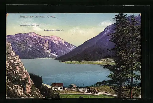 AK Seespitz am Achensee, Totale mit Gebirgswand