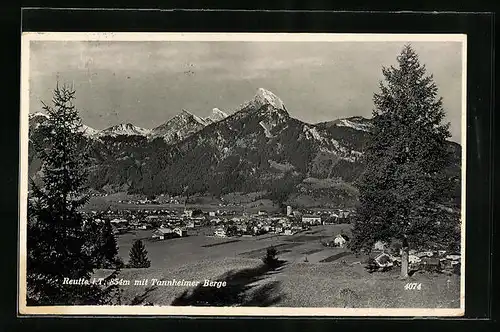AK Reutte, Panorama mit Tannheimer Bergern