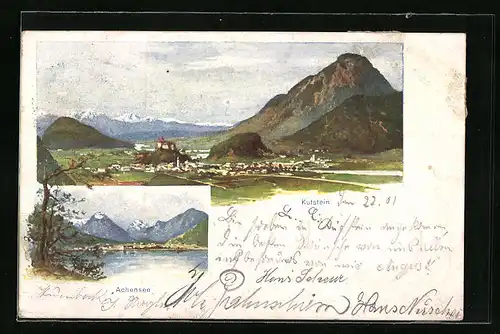 Künstler-AK Kufstein, Panorama und Achensee