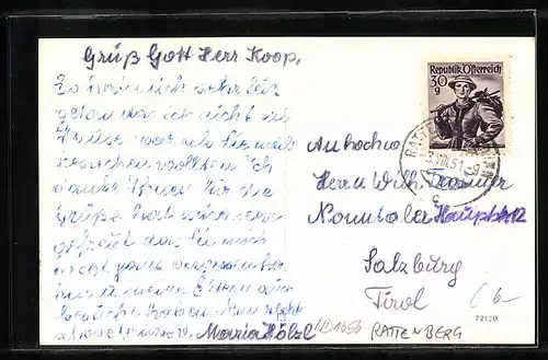 AK Rattenberg, Ortsansicht vom Wasser aus