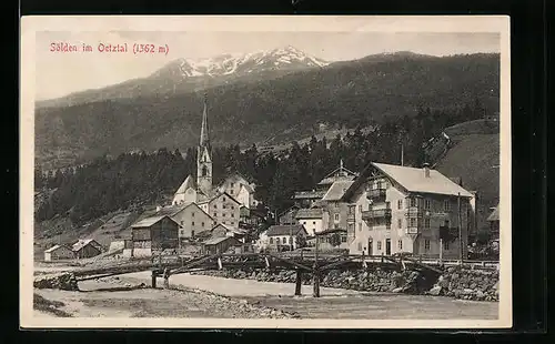 AK Sölden im Oetztal, Gesamtansicht mit Kirche