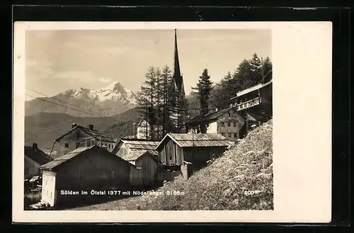 AK Sölden im Oetztal, Teilansicht mit Nöderkogel