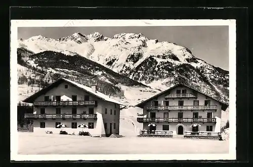 AK Sölden, Winterpartie mit Villa Ulrich und Villa Anna