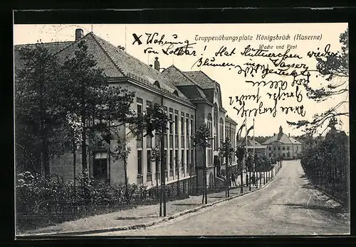 AK Königsbrück, Truppenübungsplatz, Kaserne mit Wache und Post