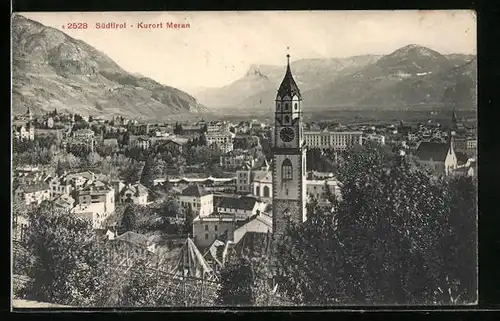 AK Meran, Panorama mit Kirche