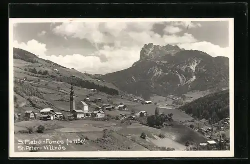 AK St. Peter-Villnös, Panorama mit Kirche