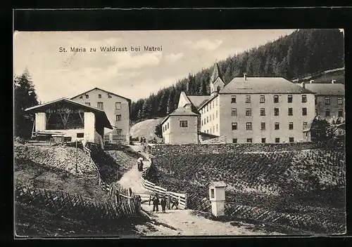 AK St. Maria zu Waldrast bei Matrei, Ortspartie mit Strasse