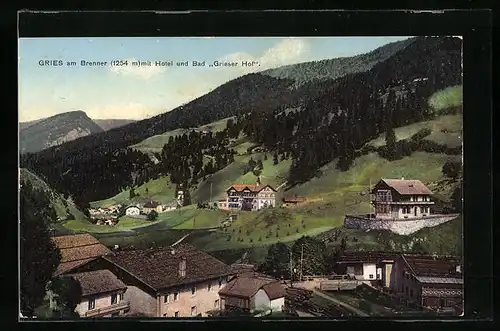 AK Gries am Brenner, Panorama mit Hotel und Bad Grieser Hof