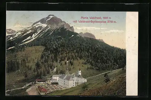AK Maria Waldrast, Ortspartie mit Waldrast-Serlesspitze