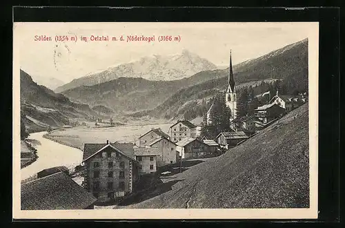 AK Sölden im Oetztal, Teilansicht mit dem Nöderkogel