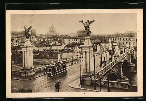 AK Roma, Ponte Vittorio Emanuele, Strassenbahn