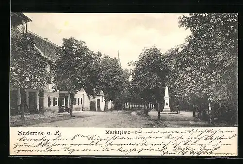 AK Suderode a. H., Marktplatz mit Denkmal