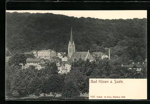 AK Bad Kösen a. Saale, Ortspartie mit Kirche