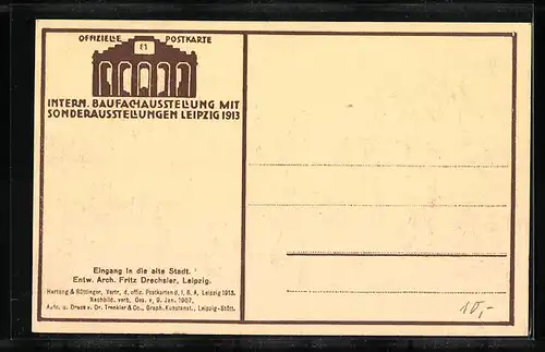 AK Leipzig, Internationale Baufachausstellung 1913, Eingang in die alte Stadt