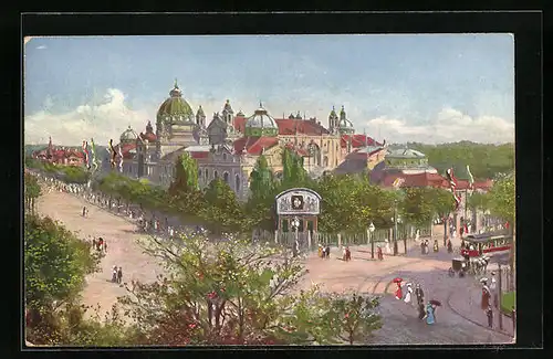 AK Dresden, Internationale Photographische Ausstellung 1909, Ausstellungspalast aus der Vogelschau