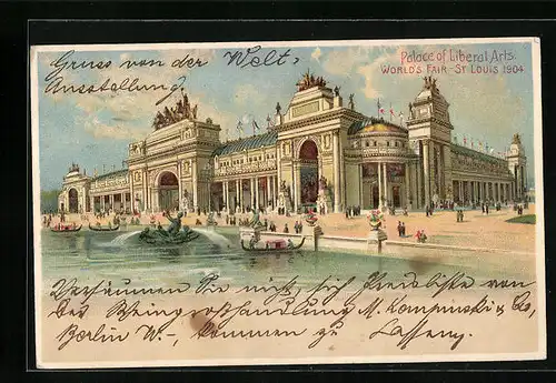 AK St. Louis, World`s Fair 1904, Palace of Liberal Arts, Ausstellung