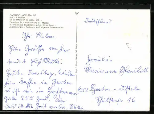 AK Sankt Leonhard in Passeier, Gasthof Haselstaude