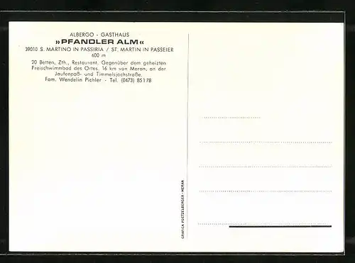 AK Sankt Martin in Passeier, Gasthaus-Pension Pfandler Alm
