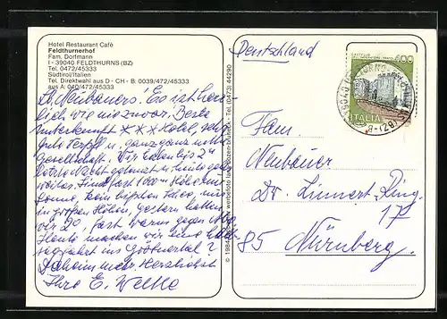 AK Feldthurns, Hotel-Restaurant Feldthurnerhof