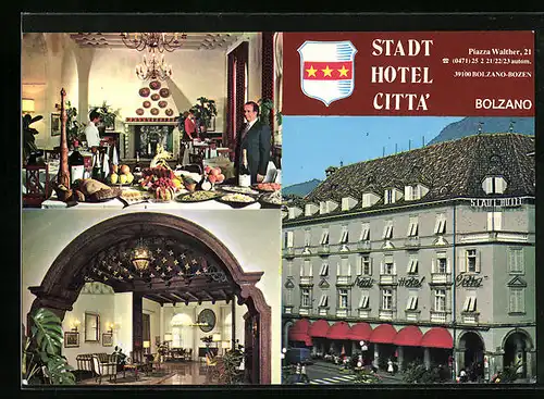 AK Bolzano, Stadt Hotel Citta, Piazza Walther 21